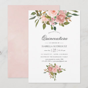Invitation Blush Rose et Rose Gold Quinceañera