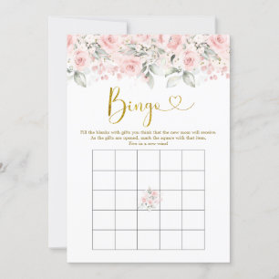 Invitation Blush rose Floral Baby shower Baby Bingo Jeu