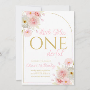 Invitation Blush rose Floral Little Miss Onederday