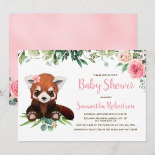 Invitation Blush rose Floral mignon Ours Baby shower fille