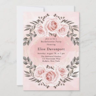 Invitation Blush rose Floral or cristal Bachelorette Party