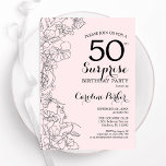 Invitation Blush rose Floral Surprise 50e fête d'anniversaire<br><div class="desc">Bleu rose et noir floral surprise 50e anniversaire invitation fête. Design moderne élégant avec accents botaniques et police de script typographique. Carte invitation florale simple parfaite pour une célébration anniversaire surprise femme élégante. Peut être customisé à n'importe quel âge. Invitations Zazzle imprimées ou téléchargement instantané modèle imprimable numérique.</div>