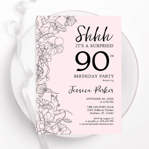 Invitation Blush rose Floral Surprise 90e anniversaire