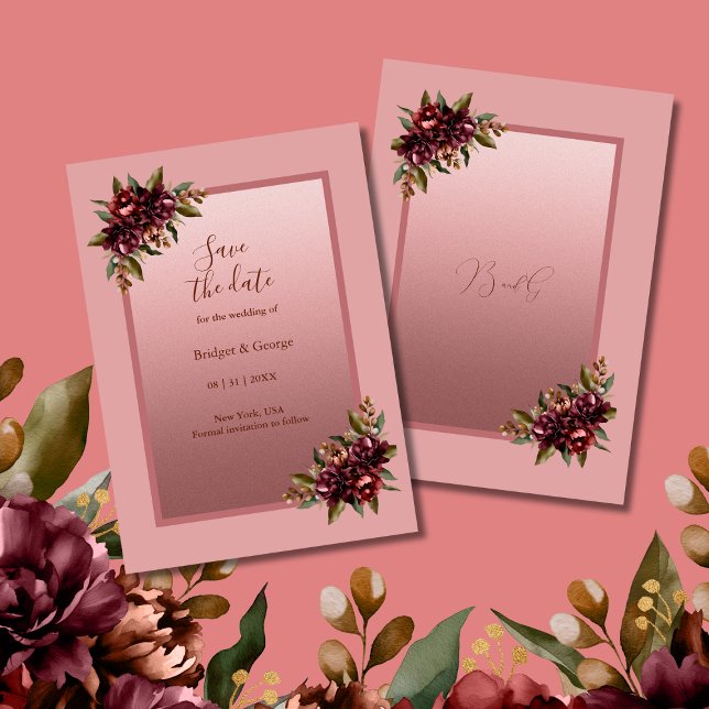 Invitation Blush Rose Gold Floral wedding Save the Date (Créateur téléchargé)