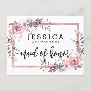 Invitation Blush & Rose Gold Vous serez ma femme d'honneur