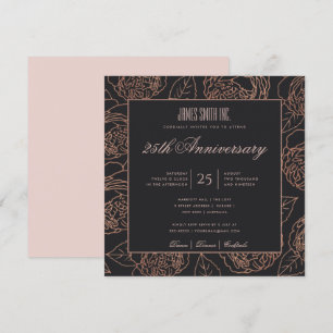 INVITATION BLUSH ROSE OR NOIR FLORAL FLORAL CORPORATE ÉVÉNEME