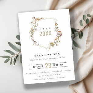 Invitation Blush Rose Pâle Élégant Fleur de Crête Graduation