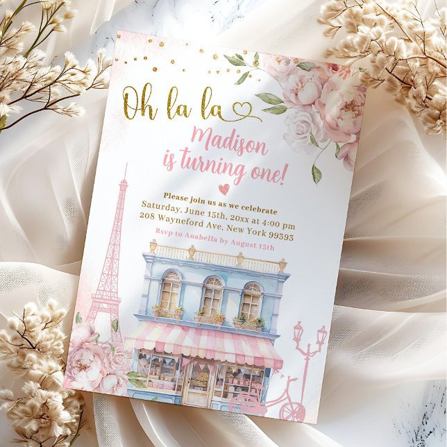 Invitation Blush Rose Pivoine Oh La La Café Français Annivers (Créateur téléchargé)
