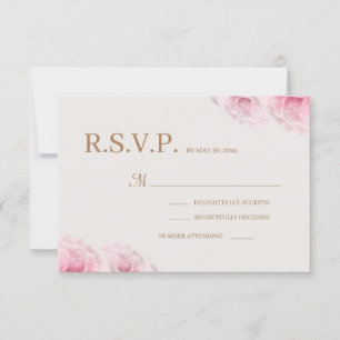 Invitation Blush rose Roses ivoire Or Floral Mariage RSVP