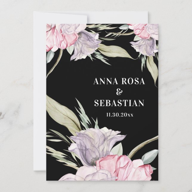 Invitation *~* Blush rose RSVP Rose floral AR15 Mariage (Devant)