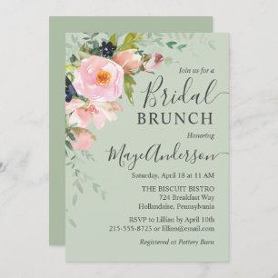 Invitation Blush Rose & Sage Green Floral Bridal Brunch