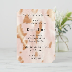 Invitation Blush Rose Tan Sud-Ouest Faux Cowhide Anniversaire