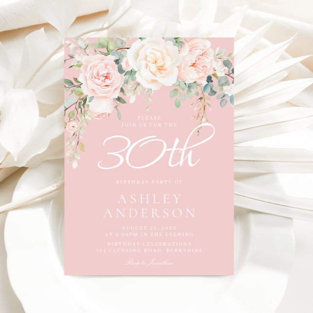 Invitation Blush & Sage Fête d'anniversaire des femmes modern (Créateur téléchargé)