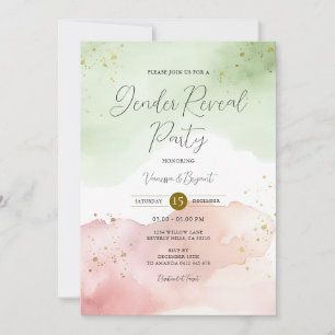 Invitation Blush Sage Vert & Rouge Genre Révéler Parties scin