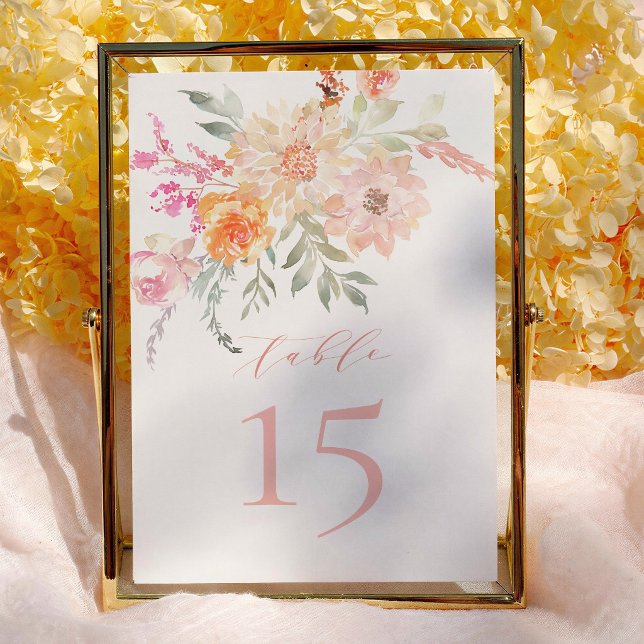 Invitation Blush Sarcelle Bébé en Fleur Table Numéro Baby Sho (Créateur téléchargé)