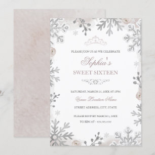Invitation Blush Silver Winter Wonderland Douzième anniversai