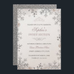 Invitation Blush Silver Winter Wonderland Sweet 16e anniversa<br><div class="desc">Plus Moderne Floral Invitations d'anniversaire dans le Little Bayleigh Store!</div>