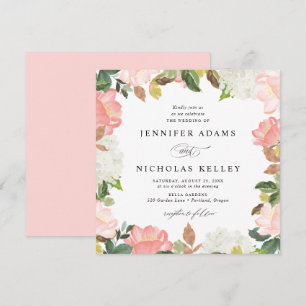Invitation Blush Spring Floral Mariage Carré