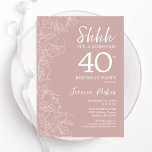 Invitation Blush Surprise 40e anniversaire<br><div class="desc">Blush rose et blanc surprise invitation à 40e anniversaire. Le design féminin moderne présente des accents botaniques et des caractères typographiques. Elégante carte invitation florale parfaite pour une célébration anniversaire surprise femme élégante. Invitations Zazzle imprimées ou téléchargement instantané modèle imprimable numérique.</div>