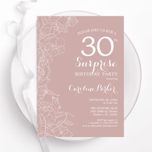 Invitation Blush Surprise fête du 30e anniversaire