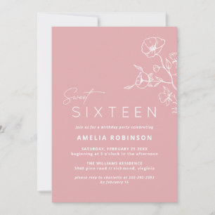 Invitation Blush Sweet sixteen rose Airy Floral 16e anniversa