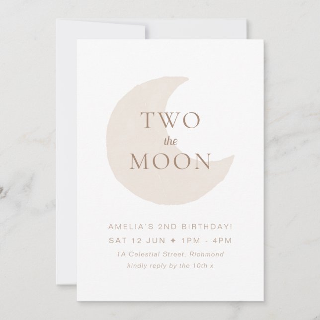 Invitation Blush ‘Two The Moon’ Modern Girls 2e anniversaire (Devant)