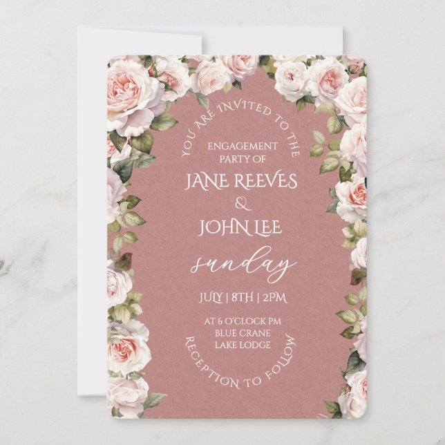 Invitation Blush Watercolor Floral Engagement Party (Devant)