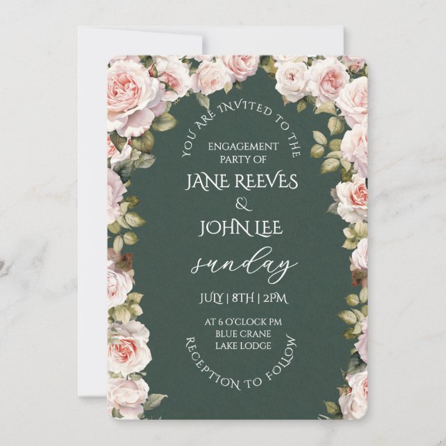 Invitation Blush Watercolor Floral Engagement Party (Devant)