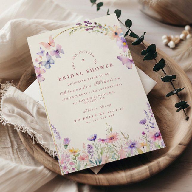 Invitation Blush Wildflowers and Butterflies Bridal Shower (Créateur téléchargé)
