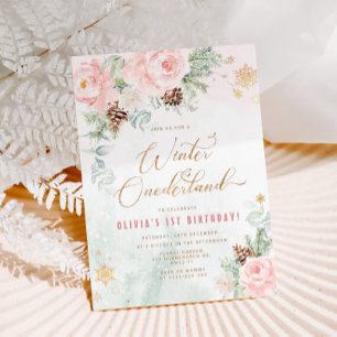 Invitation Blush Winter Onederland 1er anniversaire