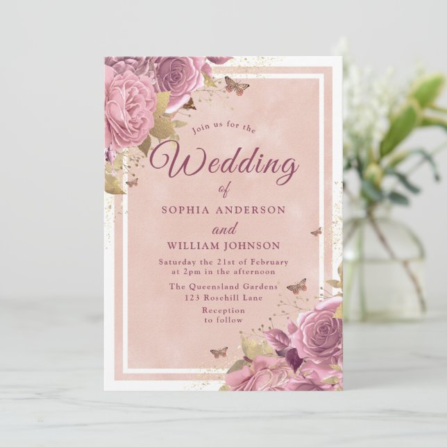 Invitation Blush Wonderland : Magnifique Mariage Floral Blush (Debout devant)