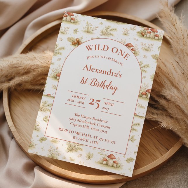 Invitation Blush Woodland Wild One Anniversaire (Créateur téléchargé)