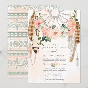 Invitation Blushing Dream Boho Dreamcatcher Mariage