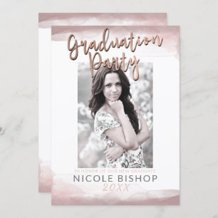Invitation Blushing rose moderne Chic Blush Graduation Party