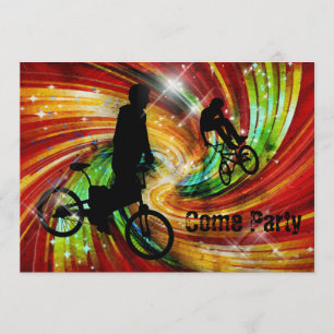 Invitation BMXers dans des remous grunges rouges et oranges