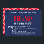 Invitation B'NAI MITZVAH moderne en gras bloc large marine bl<br><div class="desc">par kat massard >>> WWW.SIMPLYSWEETPAPERIE.COM << - - - - - - - - - - - - - CONTACTEZ-MOI pour aider à équilibrer votre type à la perfection Aimez le design, mais souhaitez voir quelques changements - un autre jeu de couleurs, un autre produit, ajoutez une photo ou adapté...</div>