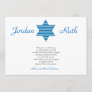 Invitation B'nai Mitzvah Twins Star de David