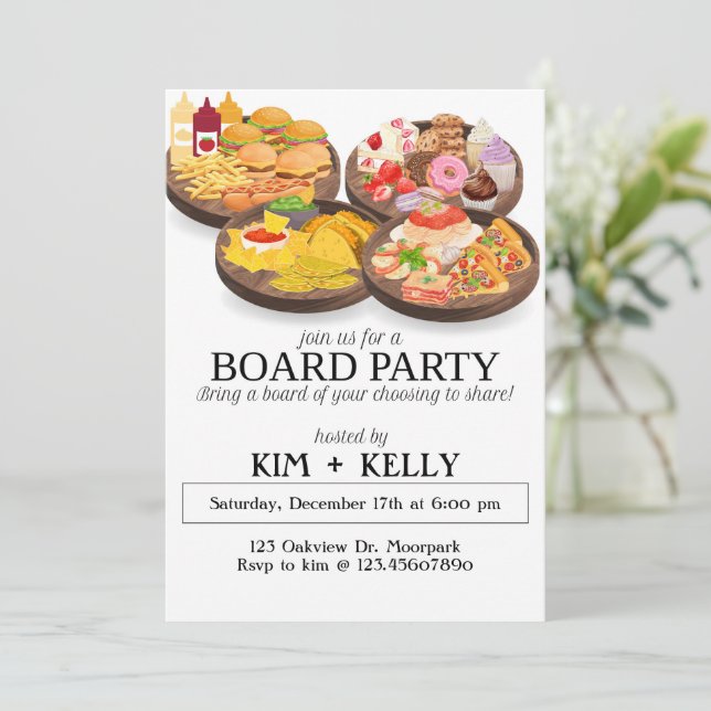 Invitation Board Party, Birthday Party, Charcuterie board, (Debout devant)