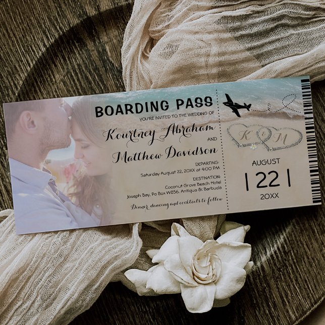 Invitation Boarding Pass Beach Mariage photo (Créateur téléchargé)