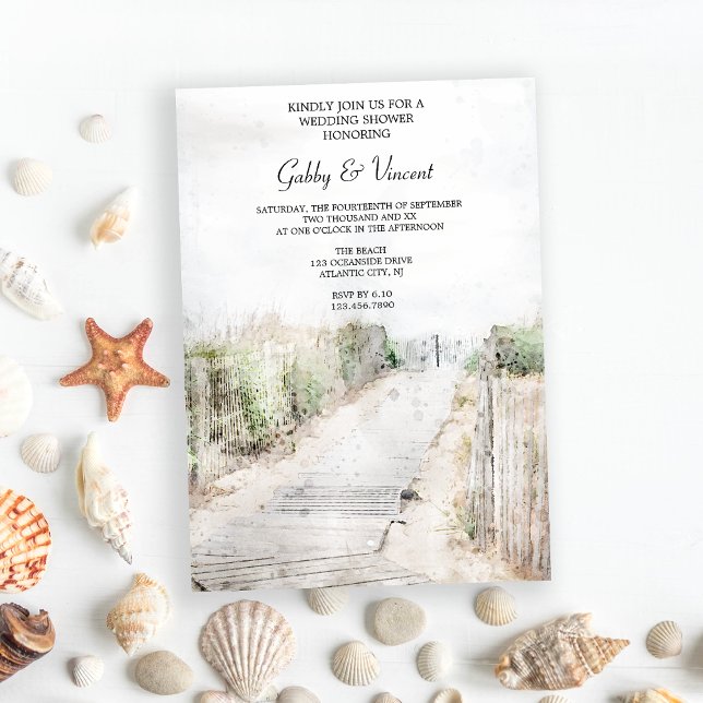 Invitation Boardwalk à la plage Mariage Douche (Perfect inspo for a destination beach wedding shower event.)