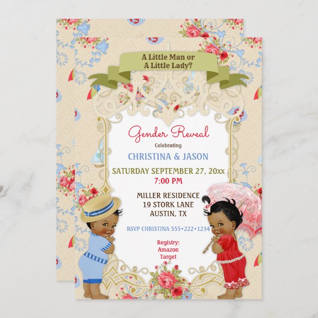 Invitation Boardwalk Victoriana Beach Summer Gender Revela (Devant / Derrière)