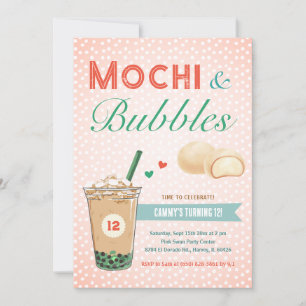 Invitation Boba Bubble Tea Mochi Sweet Kids Ado Adolescent