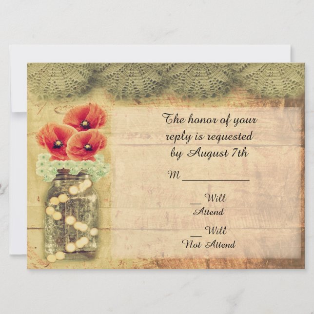 Invitation Bocal ancien Poppy Mariage R.S.V.P. (Devant)
