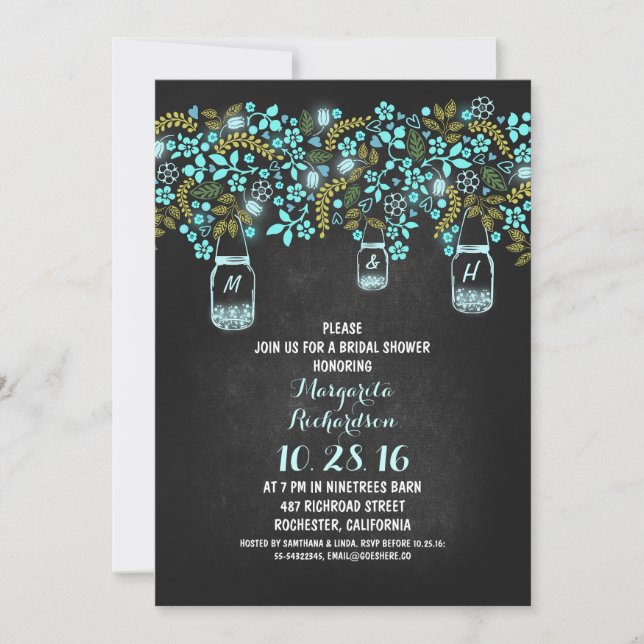 Invitation bocal de mason rustique chalkboard (Devant)