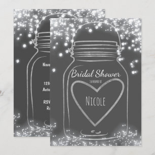Invitation Bocal Mason Silver Heart & Lumières scintillantes