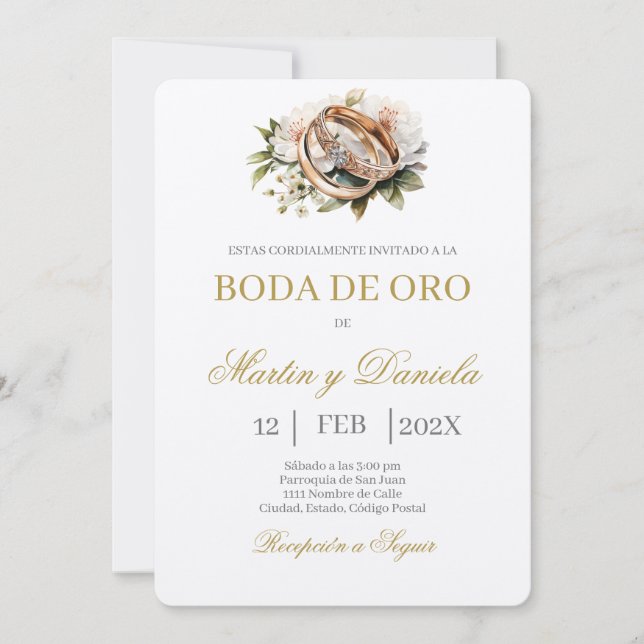 Invitation Boda de oro éditable (Devant)