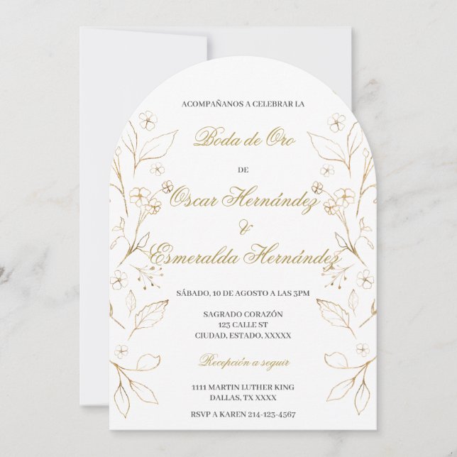 Invitation Boda de oro éditable (Devant)