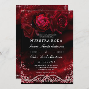 Invitation Boda en Negro, Rojo y Blanco