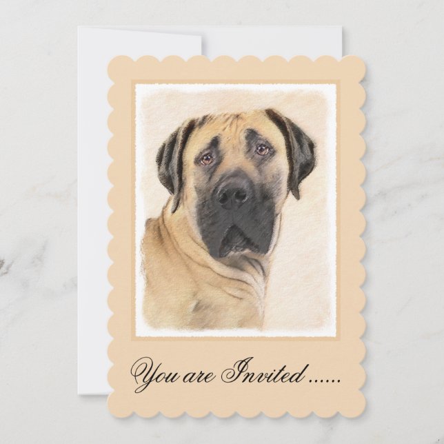 Invitation Boerboel Peinture - Cute Original Chien Art (Devant)