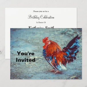 Invitation Boeuf couleur coq photo Anniversaire